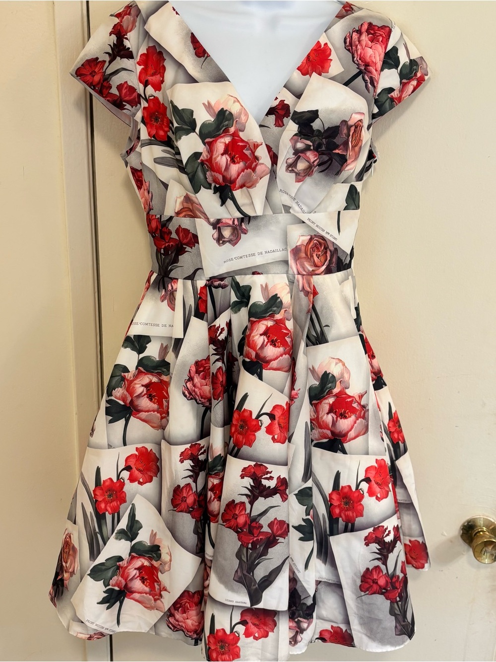 Vintage Ted Baker "Bequii" 1950s postcard floral fit and flare dress Size 2